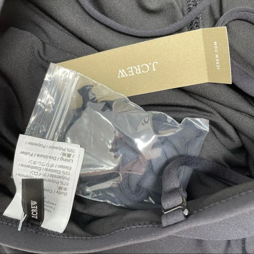 J. Crew Square-ring One-piece Swimsuit, Black Size 2 NWT